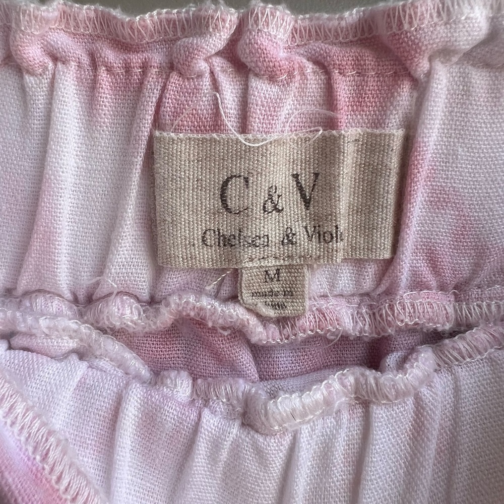 Chelsea & Violet Linen Blend Pink Cottagecore Tiered Lace Mini Skirt Size M - Picture 4 of 7